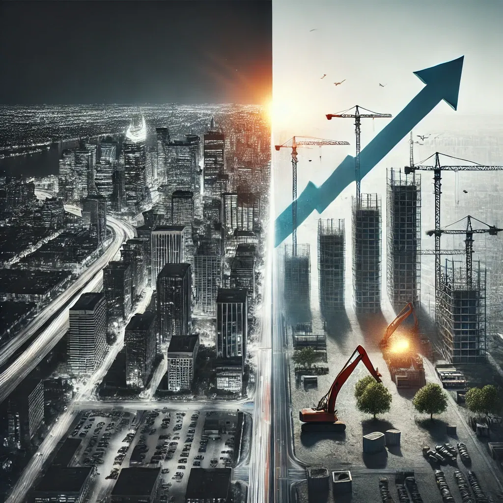 Infographic comparing rental income and price appreciation in developed and developing economies, with icons representing stability and growth.